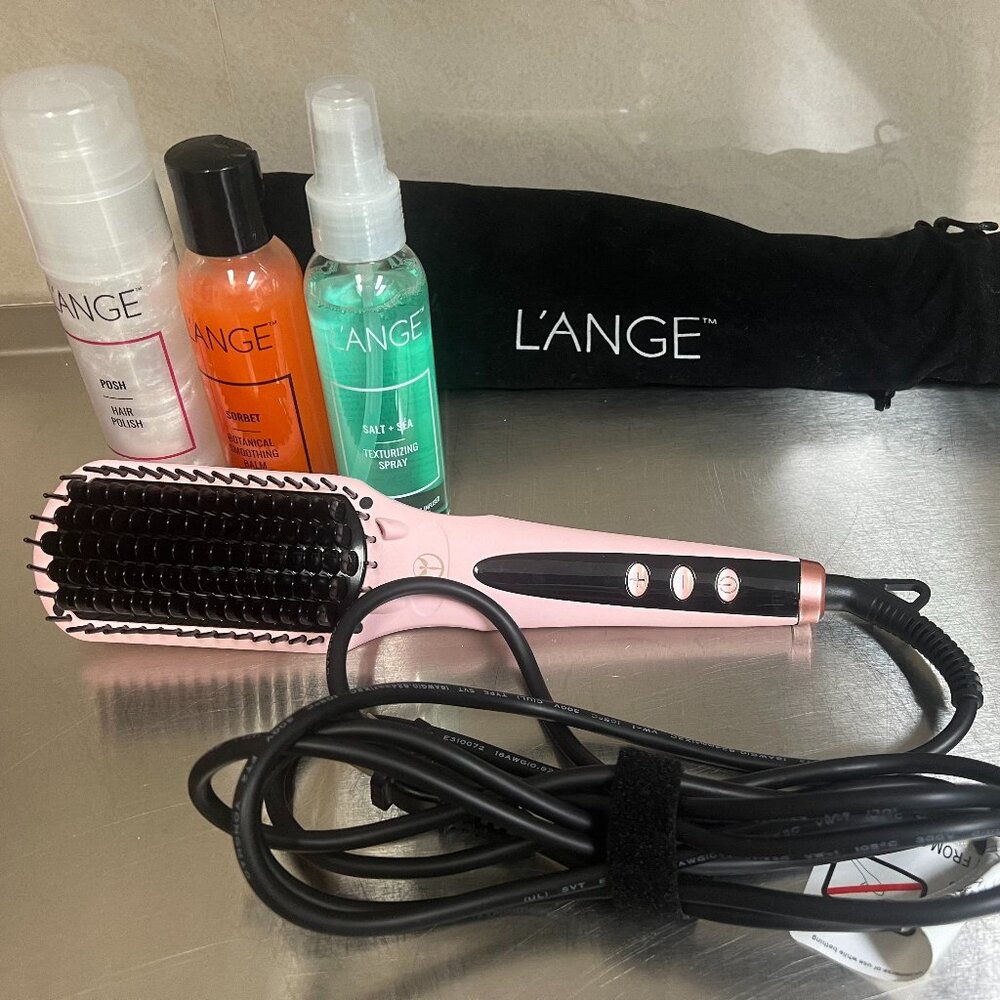 L'Ange Le Vite Hairbrush Straightener in pink